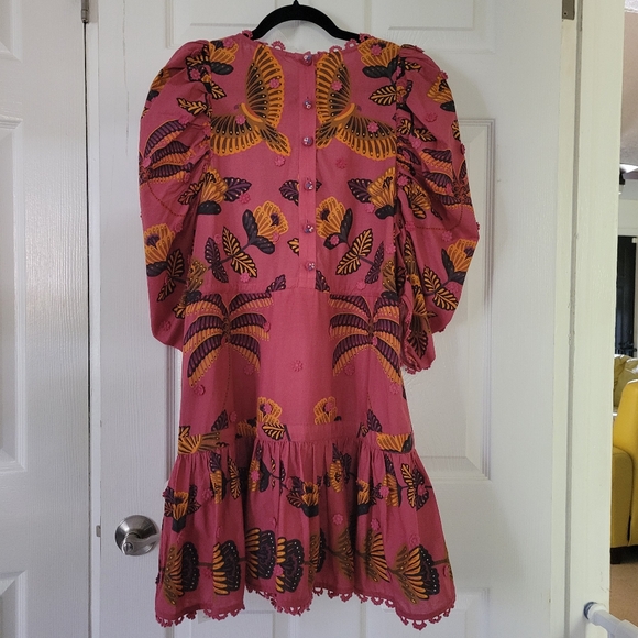 NWT Farm Rio Living Bloom Blush Short Sleeve Mini Dress - Picture 4 of 16